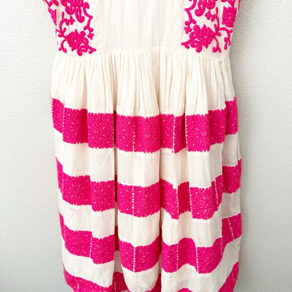 ANTHROPOLOGIE x LEIFSDOTTIR | Azalea Stitched Embroidered Dress Pink | Size 8 - Picture 7 of 9